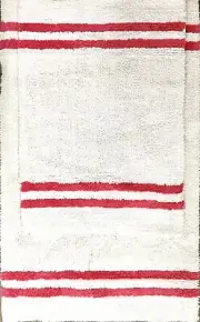 Cynthia Rowley Pink And White Stripes Bath Rug Set Of 2