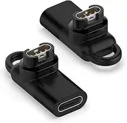 2-Pack Compatible Micro USB/USB-C/Lightning Female to Garmin Smartwatch Charging Connector Male Adapter Replacement for Garmin Instinct, Fenix, vivoactive Series Smartwatch
