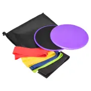 Dual-Sided Exercise Core Sliders & 5 Resistance Bands & Cloth Bag, Purple