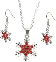 [FRCOLOR] 1Set Snowflake Earrings and Necklace Elegant Christmas Jewelry Women for Holiday Parties Festive Dress Up Enhance Christmas Outfits
