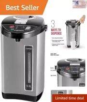 Instant Hot Water Pot Urn - Safety Lock - Insulated Stainless Steel - 5.3L