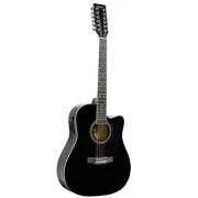 NNEDPE 12-String Acoustic Guitar with EQ - Black