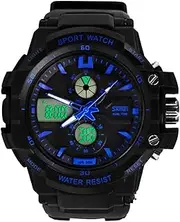 [sdsau] SKMEI Men's Multi-function Cool S-shock Sports Watch LED Analog Digital Waterproof Alarm - Blue
