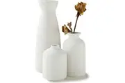 Ceramic Set of 3 Modern White Vases for Home Dcor