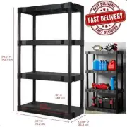 4-Tier Shelf Plastic Shelves Rack Storage Organizer Heavy Duty Garage