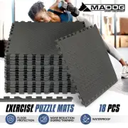 18PCS Puzzle Exercise Mat Floor Tiles Workout Interlocking w/EVA Foam Mat Black
