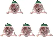 5pcs Fruit Pu Child Shaped Purse Cute Pink Favor Toddler Strawberry Cartoon Bag Single Shape Phone Crossbody Body Coin Shoulder Sequined Pouch Outdoor Little Small for Childrens
