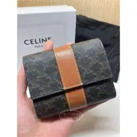 在飛比找蝦皮購物優惠-二手折扣 CELINE 賽琳 三折短夾 卡夾 對折老花 短夾