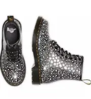 Dr. Martens Docs 1460 Gunmetal Loud Leopard Smooth Leather Boots Womens Size 6