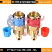 (2PCS) AC Quick Coupler Adapters Auto A/C Manifold Gauge Connector High/Low HVAC