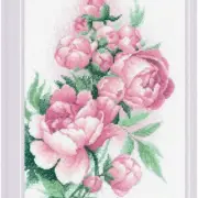 BlossomCrafts Floral Elegance Cross Stitch Kit - Lush Peonies 2138