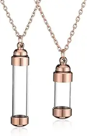 [JSDDE] Jewellery 2-Piece Memorial Pendant Necklace Set Pair of Chain Urn Pendant for Opening Locket Pendant Thank Ash Hair Flower Pendant with 24 Inch Chain