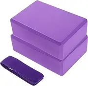 3 Pcs Yoga Block and Strap Set Foam Bricks with Yoga Exercise Strap for Stretching and Meditation Portable and Comfortable Grip for All Skill Levels