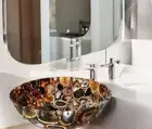 15" Natural Agate Stone Sink – Handcrafted Vanity Basin for Modern Bathroom Deco