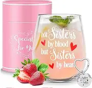 Friendship Gifts for Women Wine Glasses Drinking Personalised Birthday Gifts for Friend Girl Men Special Friend Gifts for Girlfriend Sister Leaving Colleague Stemless Wine Glass (Sisters)