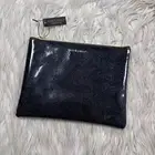 NWT Sage & Emily Black Patent Glitter Zip Top Cosmetic Pouch Bag
