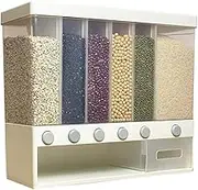 AIMALL Wall-Mounted Grain Storage Barrel with 6 Compartments – Plastic Rice Container with Automatic Metering, Sealed Tank for Cereal and Grains