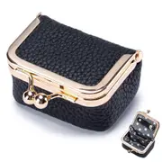 Mini Leather Jewelry Box Coin Purse Jewelry Case With Kiss Lock-Black