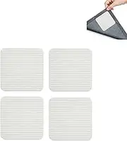 Rug Gripper, 4 Pcs Carpet Tape, Reusable Anti Slip Rug Underlay, Washable New Materials Non-Slip Rug Tape for Hardwood Floors, Tile Floors, Carpets, Floor Mats, Wall, Easily Peel Off (10 x 10cm)