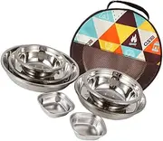 Generic 1Set Outdoor Camping Dinning Stainless Steel Tableware with Storage Bag for Bbqs Beach Parties and Mountain Trekking Easy to Clean and Convenient for Travel