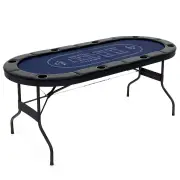 Costway1.8m Foldable Poker Table for Blackjack Texas Hold’em Casino Leisure Game-Black