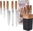 Knife Set, 5 Pcs Kitchen Knife Block Set, Ultra Sharp High Carbon Stainless Stee