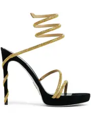 [René Caovilla] Cleo crystal-embellished sandals 38 1/2 Black