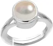 [LMDPRAJAPATIS] Pearl Moti Certfied South seal 4.55 Carat { Ratti 5.25 } Pure 925 Sterling Silver Ring, Silver, Pearl