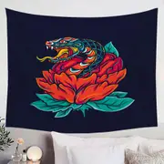 Cool and Scary Snake Rose Tapestry