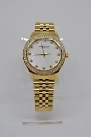 Anne Klein 12/7742MPGB Women's 36mm MOP Dial Crystal Accent Gold S/Steel Watch