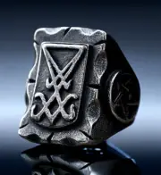 Stainless Steel Lucifer Satan Titanium Vintage Men's Ring Hand Jewelry Gift AU