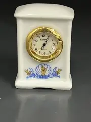 Mini Quartz Clock Rare Find Japan Movement Porcelain With Flowers