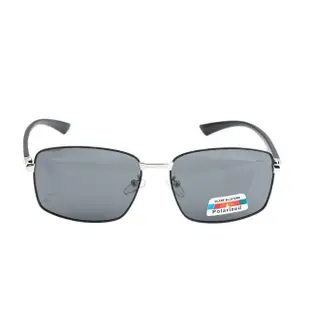 【Z-POLS】金屬霧黑配銀雙色框搭頂級舒適TR90彈性腳架 Polarized寶麗萊抗UV400黑偏光太陽眼鏡(輕量偏光鏡)