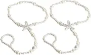 VALICLUD 2pcs Anklet Necklace Decorations Shoes Gypsophila Foot Bridal Bride Anklets Beads Bracelets Sandals Dressy Toe Wedding Jewelry Women Fashion Anklet Rhinestone