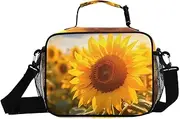 Sunflower Sunrise Closeup Insulated Lunch Box for Women Men - Ideal for Work, Picnics - Includes Adjustable Shoulder Strap