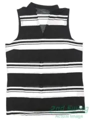 New Womens Puma Cloudspun V Stripe Sleeveless Polo Small S Puma Black MSRP $55