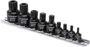 CASOMAN 9-Piece Low Profile Impact Triple Square Bit Socket Set, Includes Storage Rail, 1/4", 3/8" and 1/2" Drive, CR-MO Steel, Designed for Impact Use