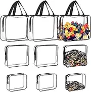 DULCE DOM 9 Pcs Toy Storage Bags Clear PVC Toy Organizer Bag Include 3Pcs Large, 3Pcs Medium and 3 Small Zipper Bags with Labels for Organizing Board Game, Building Blocks