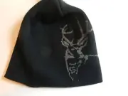 Dri Duck Black Beanie Cap Hat Headwear; Whitetail Buck; 1 Size Fits Most; 3521