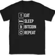 Eat Sleep Bitcoin Repeat T-Shirt Funny Crypto Currency Humor Gift Tee