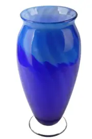 SIGWARTH Art GLASS Studio Wave Cobalt/Aqua Vase Medium Hand Blown New