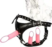 HCUDFN SM Strapon Adjustable Harness with 3 Dildo Anal Butt Plug Chastity Belt, Leather Straps Penis Pants Sex Toys for Women Men
