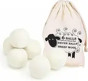 Yotsuba Dryer Balls, Natural Wool Dryer Balls, 6-Pack Reusable Laundry Helper – Chemical-Free Fabric Softening Alternative, Reduces Static & Drying Time