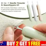 2-in-1 Needle Threader Stitches Thread Unpicker Button Cutter Kit New BC