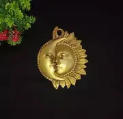 Sun and Moon Design Wall Hanging Brass Spiritual Object Outdoor Wall Decor CA844