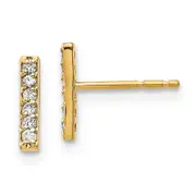 14k Yellow Gold Real Diamond Bar Earrings