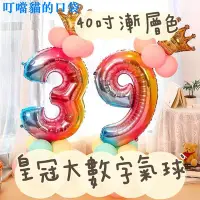 在飛比找Yahoo!奇摩拍賣優惠-2023 漸層皇冠數字氣球生日佈置40吋數字 生日禮物兒童慶