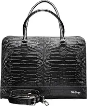 [Su.B.dgn] Women’s Laptop Bag – 15.6" Modern Briefcase, Croco Print Leather, Dutch Design, Made in Italy, with Trolley Strap