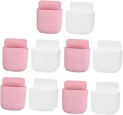 [Angoily] 10pcs Adhesive Wall Phone Holder Punch Storage Box for Remote Controllers Phones and Items Wall Mounted Organizer
