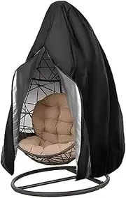 Waterproof Patio Egg Chair Covers with Zipper, Windproof Outdoor Wicker Swing Chair Cover with Bottom Buckle Durable Hanging Egg Chair Cover for Single Seat